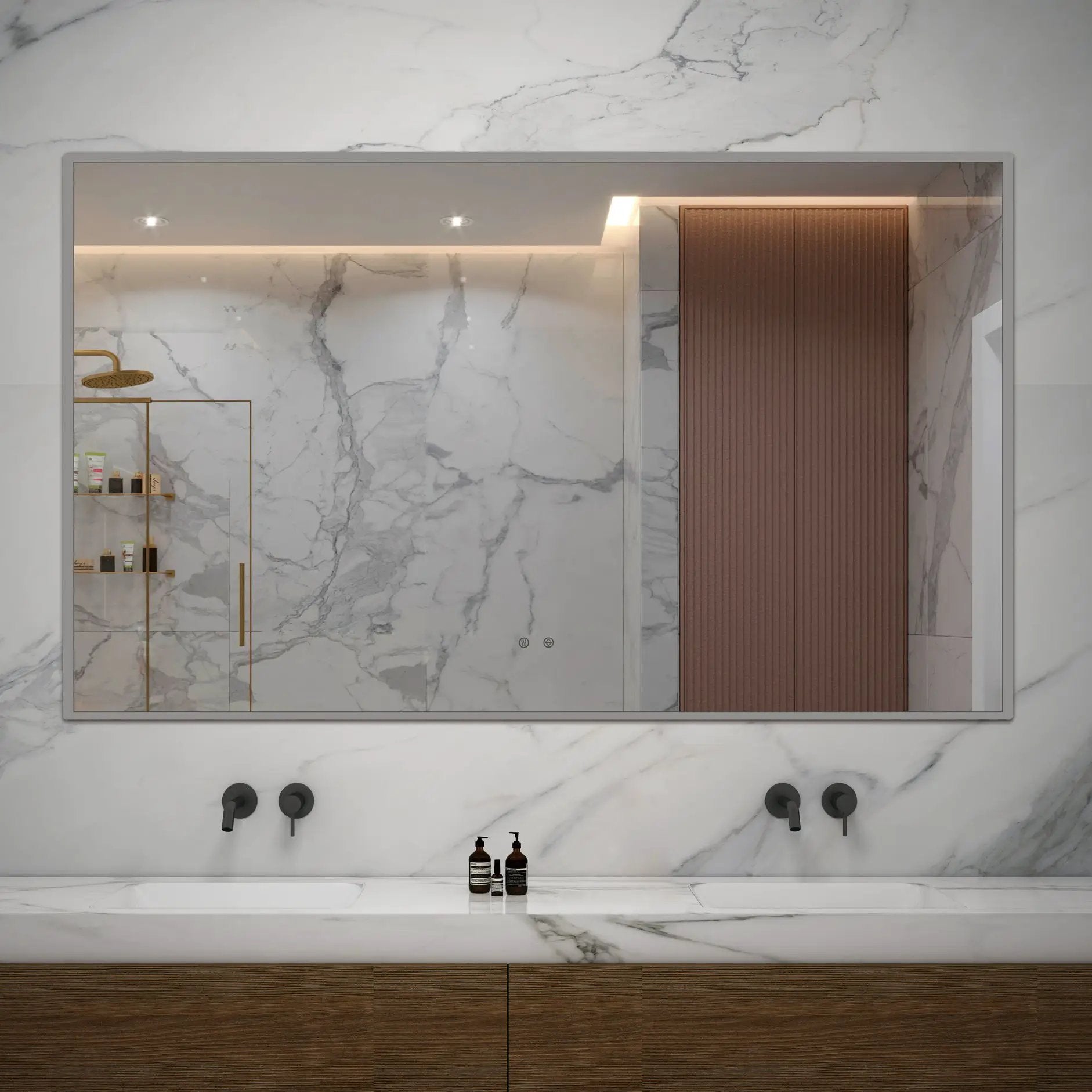 Zeek 60"x36" Backlit LED Rectangular Bathroom Wall Mirror For Double Vanity MA6036 by ZEEK