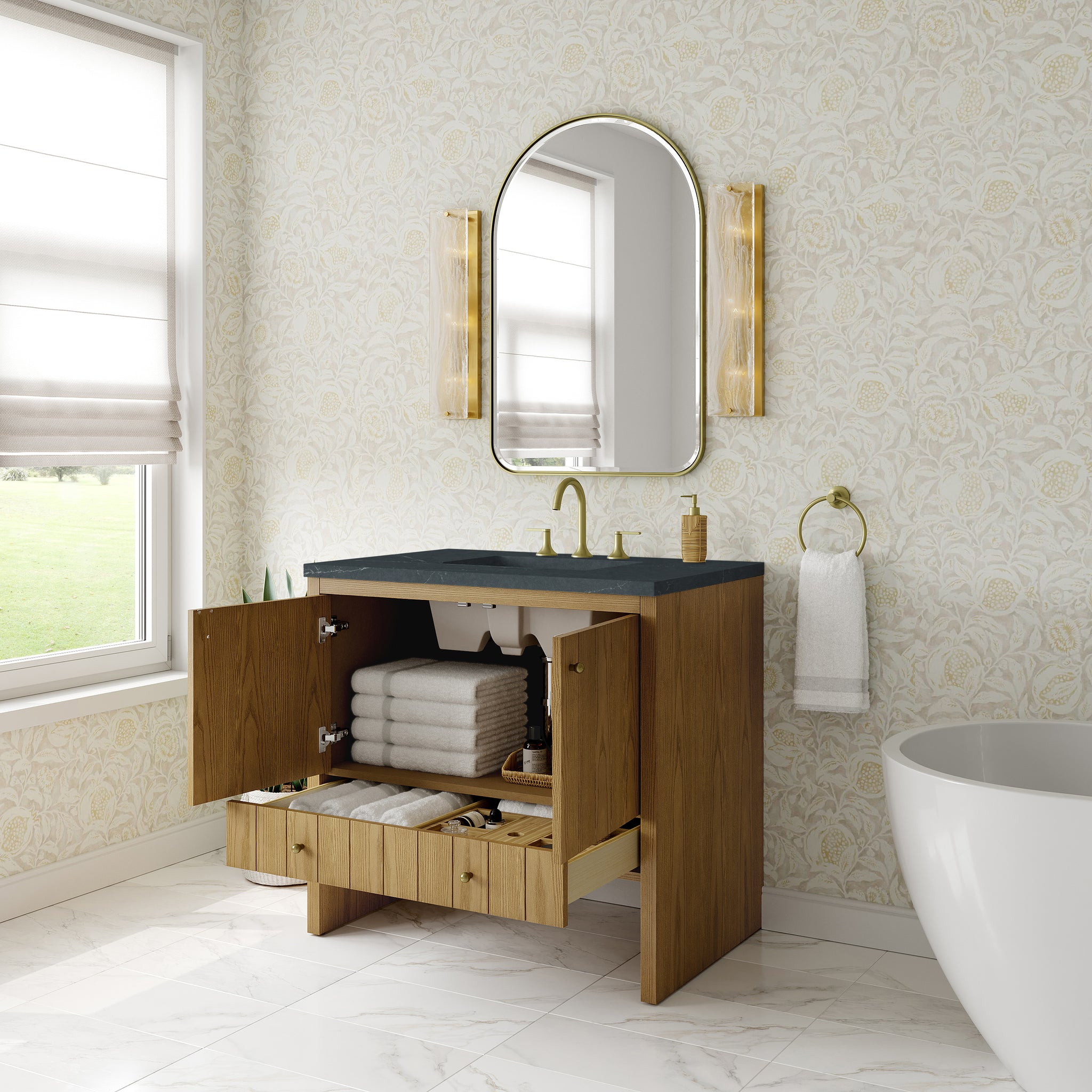 James Martin Hudson 36" Single Bathroom Vanity, Light Natural Oak, view 40