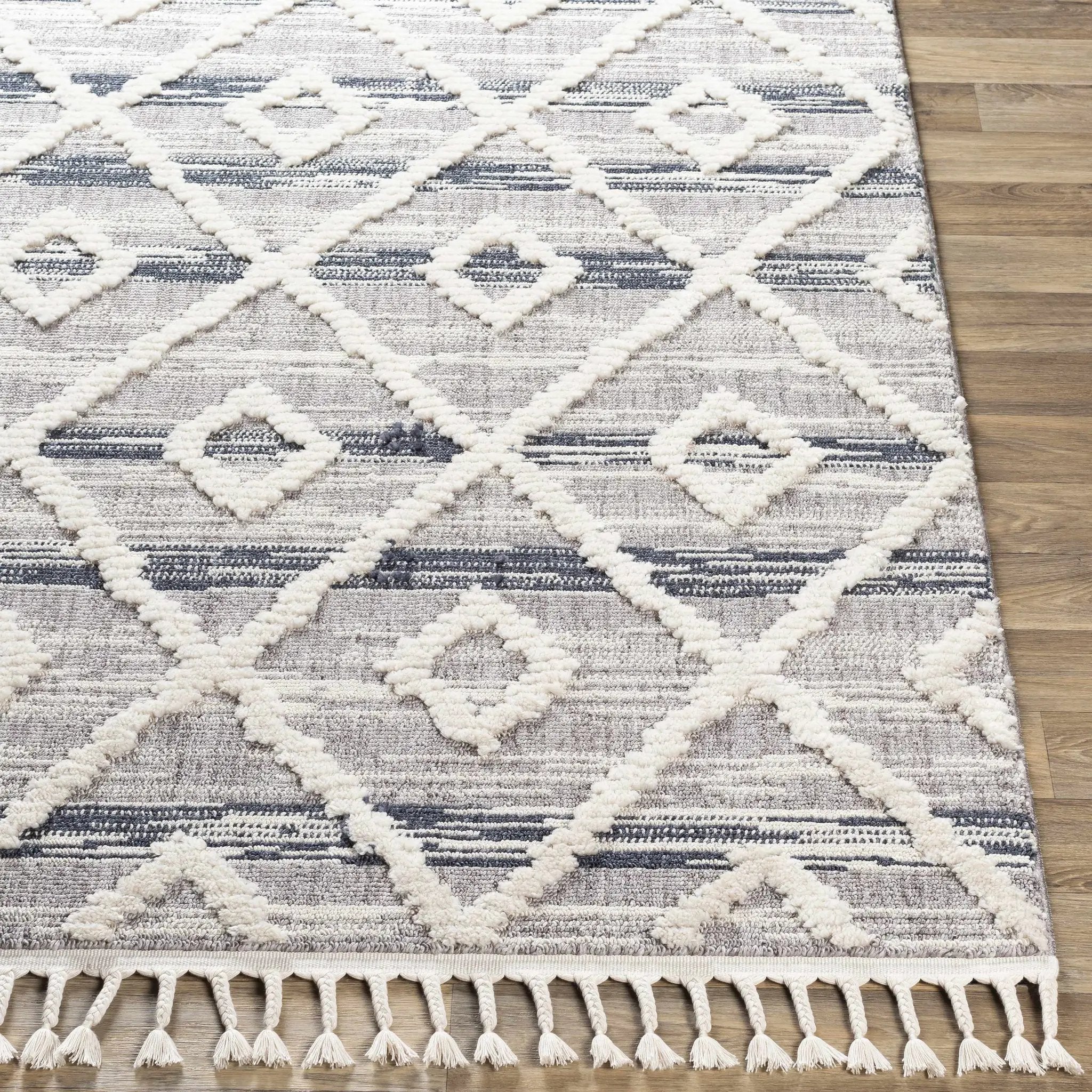 Upham High/Low Pile Rug with Tassels - Clearance by Boutique Rugs