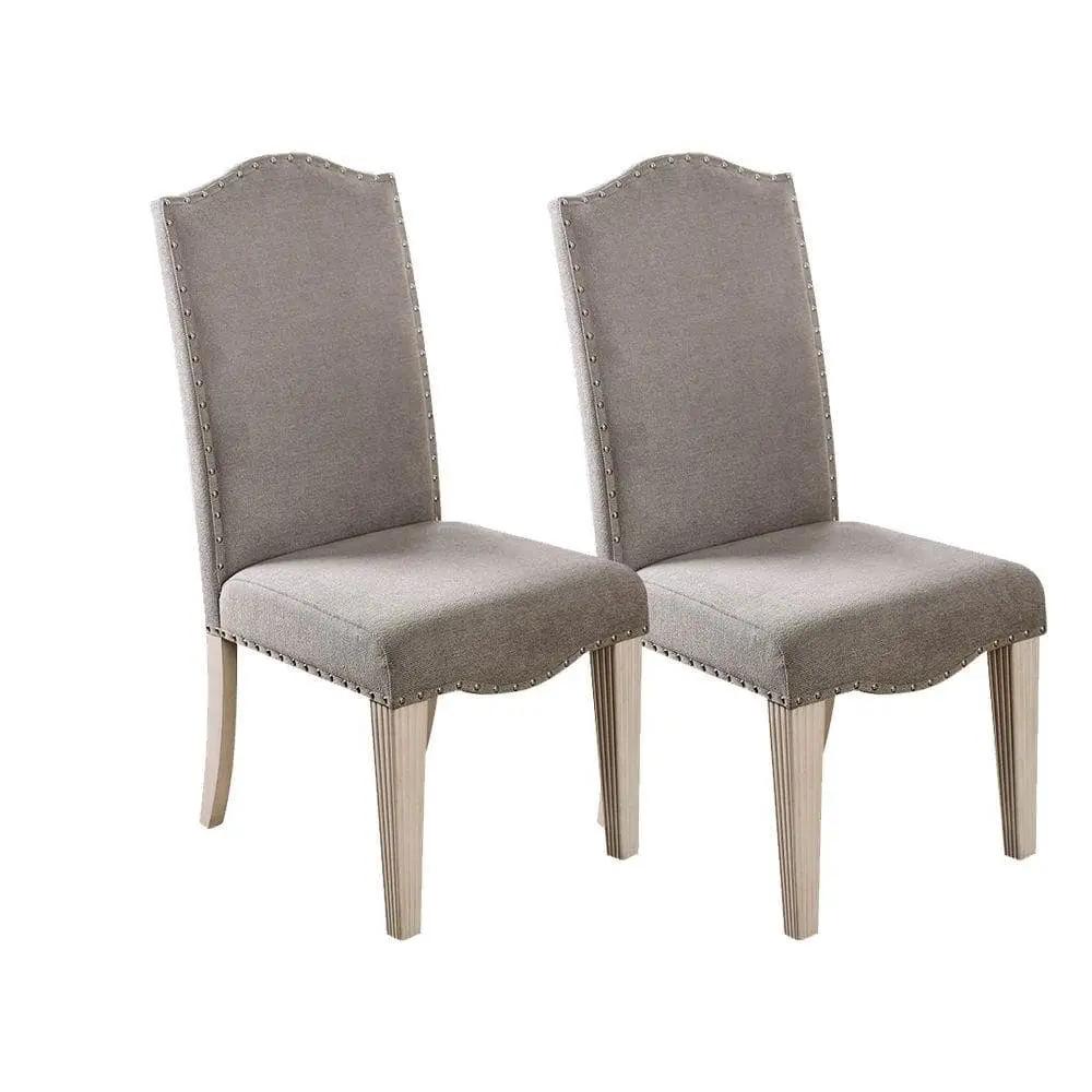 Upholstered Dining Chair with Nailhead Trim and Camel Back - Set of 2 by HouseOfZazla