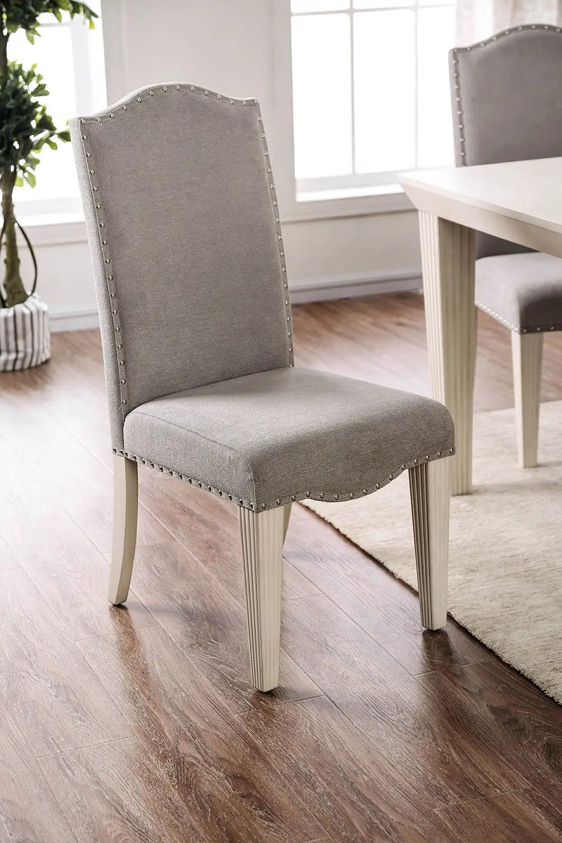 Upholstered Dining Chair with Nailhead Trim and Camel Back - Set of 2 by HouseOfZazla