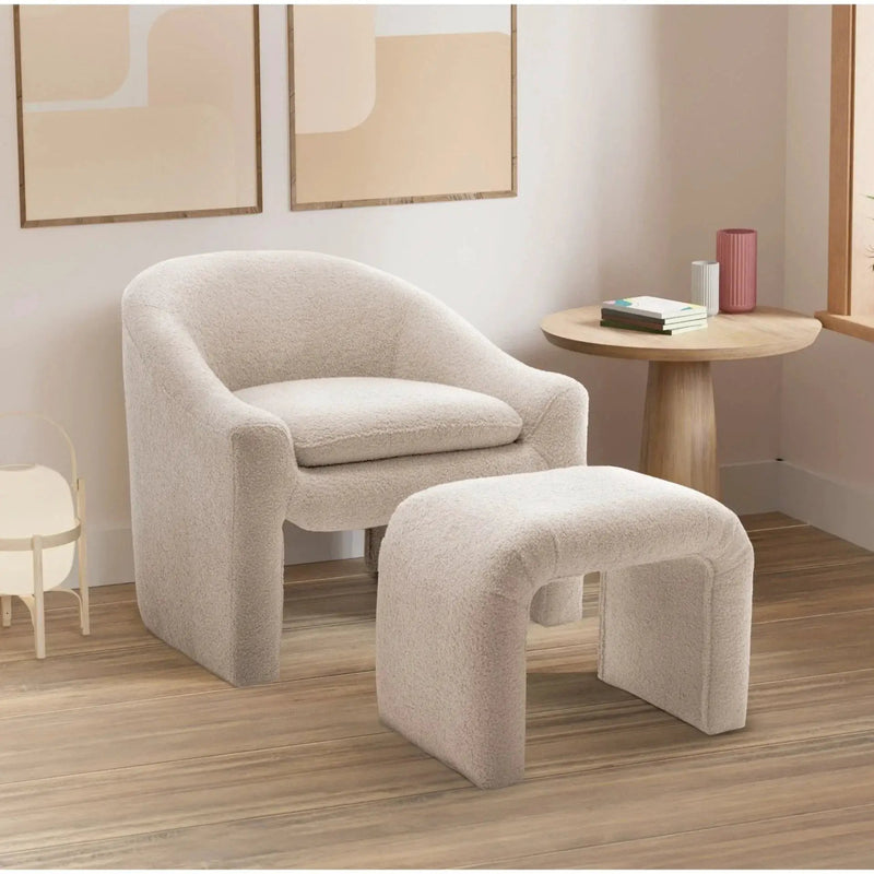 Upholstered Fabric Accent Chair in White with Comfortable Cushioning by House Of Avana