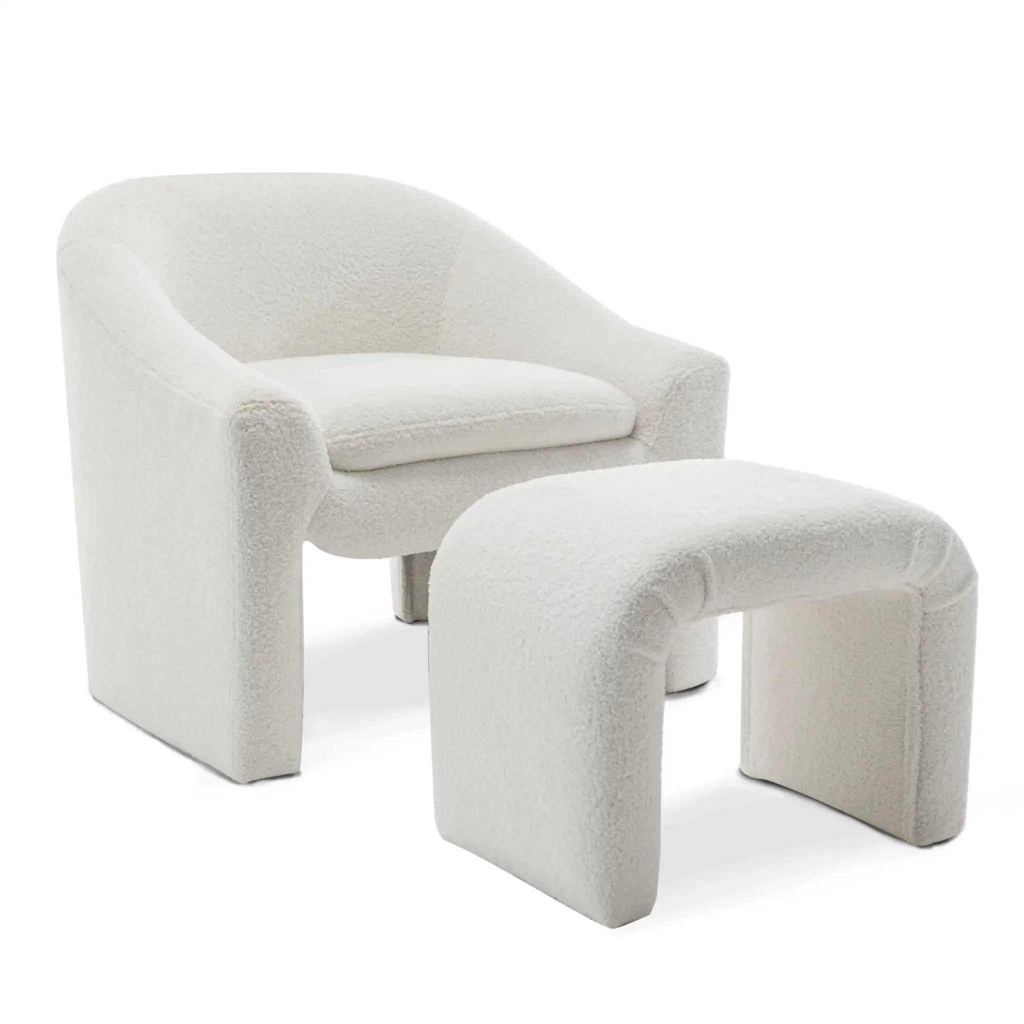 Upholstered Fabric Accent Chair in White with Comfortable Cushioning by House Of Avana