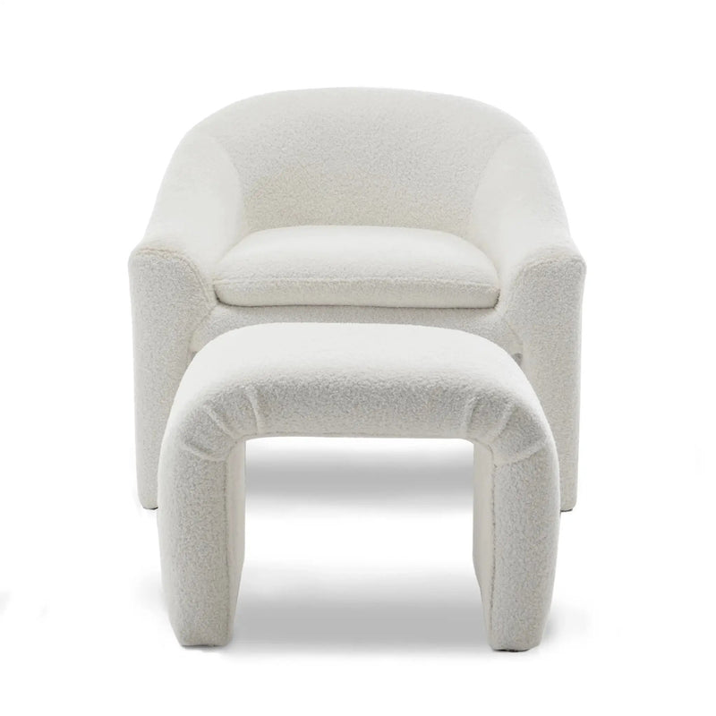 Upholstered Fabric Accent Chair in White with Comfortable Cushioning by House Of Avana