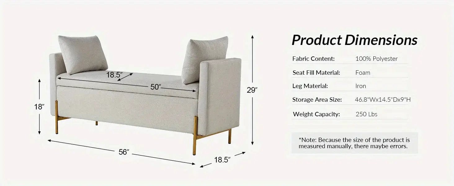 Upholstered Fabric Storage Ottoman Bench with Pillows by House Of Avana