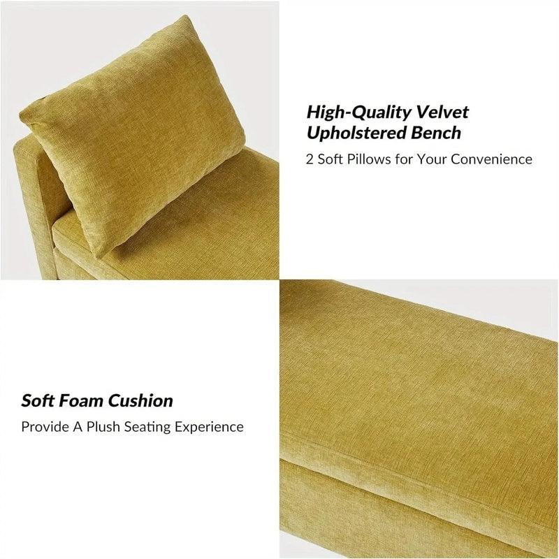 Upholstered Fabric Storage Ottoman Bench with Pillows by House Of Avana