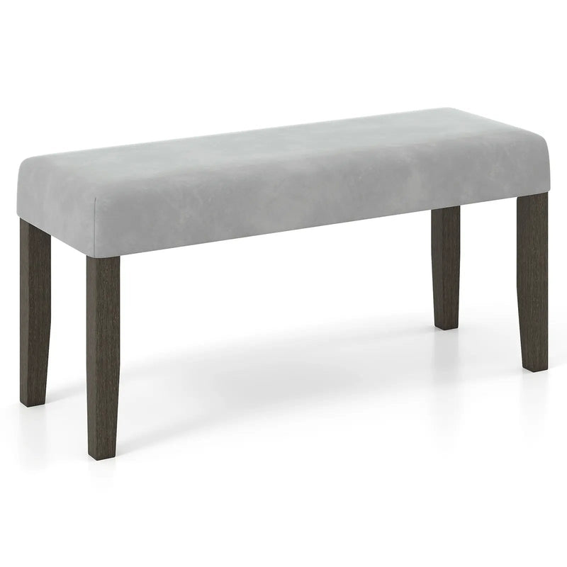 End of Bed Bench with Padded Seat and Solid Wood Legs-Gray by DirectDeals