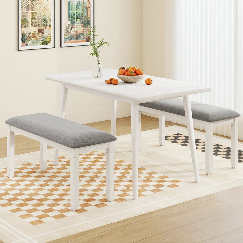 Upholstered Bedroom Bench with Padded Seat and Solid Wood Legs-Gray by DirectDeals