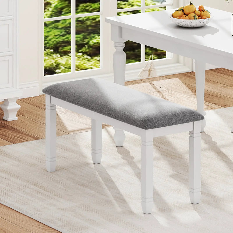 Upholstered Bedroom Bench with Padded Seat and Solid Wood Legs-Gray by DirectDeals