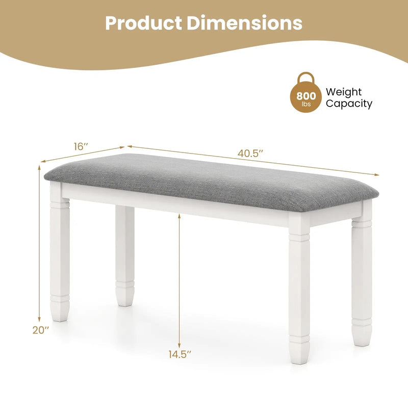 Upholstered Bedroom Bench with Padded Seat and Solid Wood Legs-Gray by DirectDeals