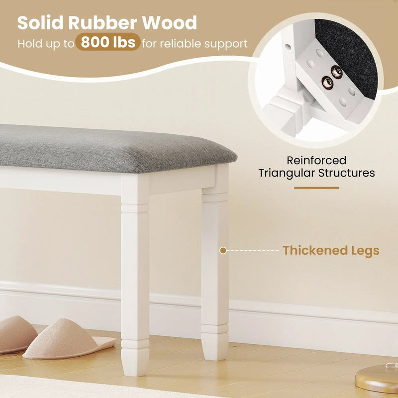Upholstered Bedroom Bench with Padded Seat and Solid Wood Legs-Gray by DirectDeals