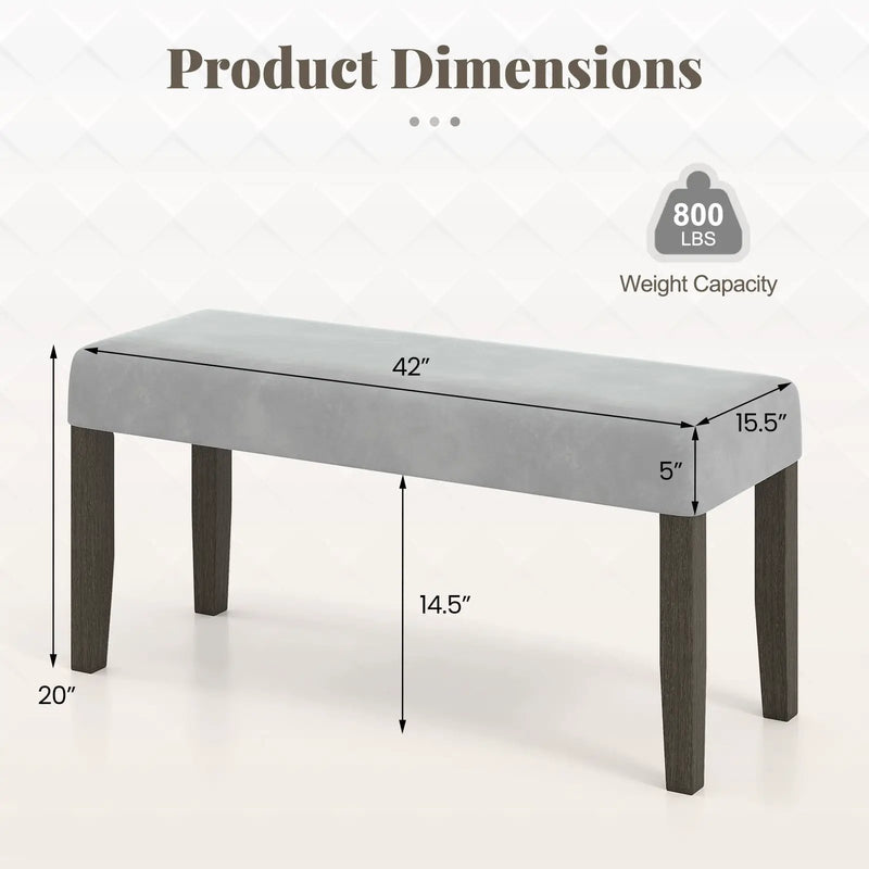 End of Bed Bench with Padded Seat and Solid Wood Legs-Gray by DirectDeals