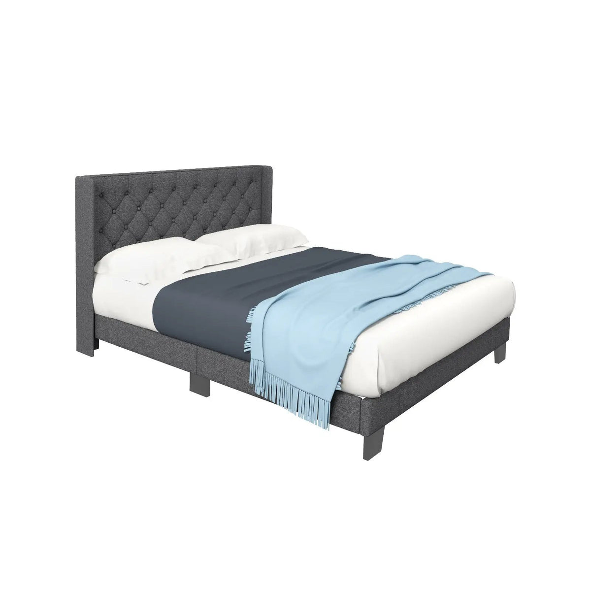 Twin/Full/Queen Size Upholstered Platform Bed with Button Tufted Headboard, photo 9 of 10