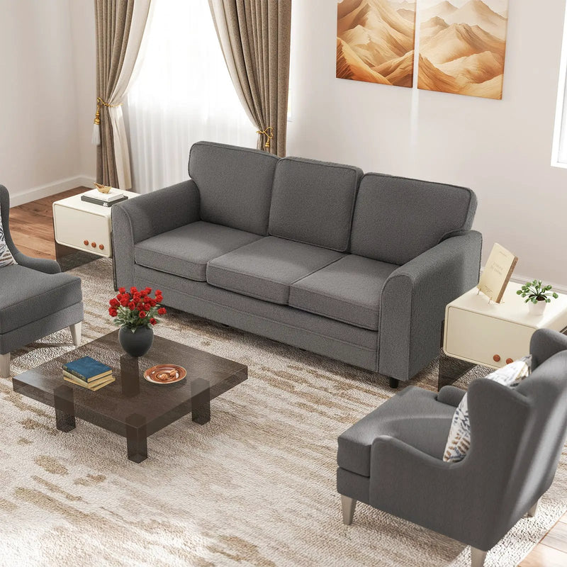Upholstered Teddy Velvet 3-Seat Sofa with Comfy Back Pillows by DirectDeals