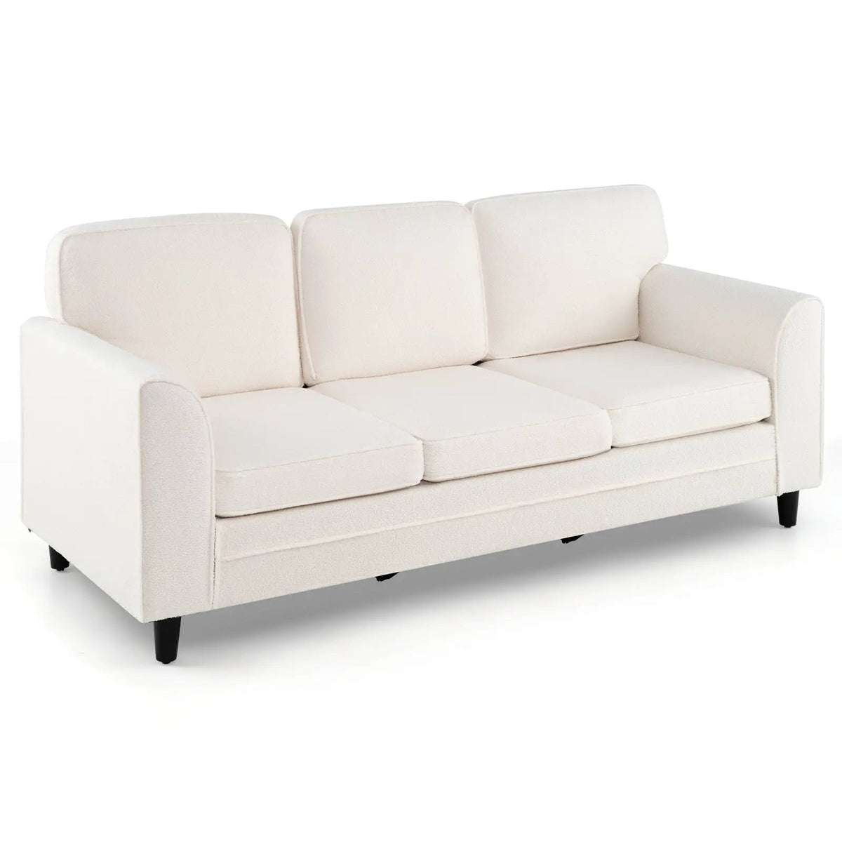 Upholstered Teddy Velvet 3-Seat Sofa with Comfy Back Pillows, photo 9 of 9