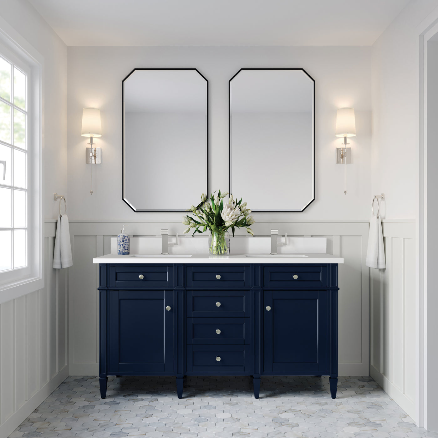 James Martin Brittany 60" Double Bathroom Vanity, Victory Blue, view 22