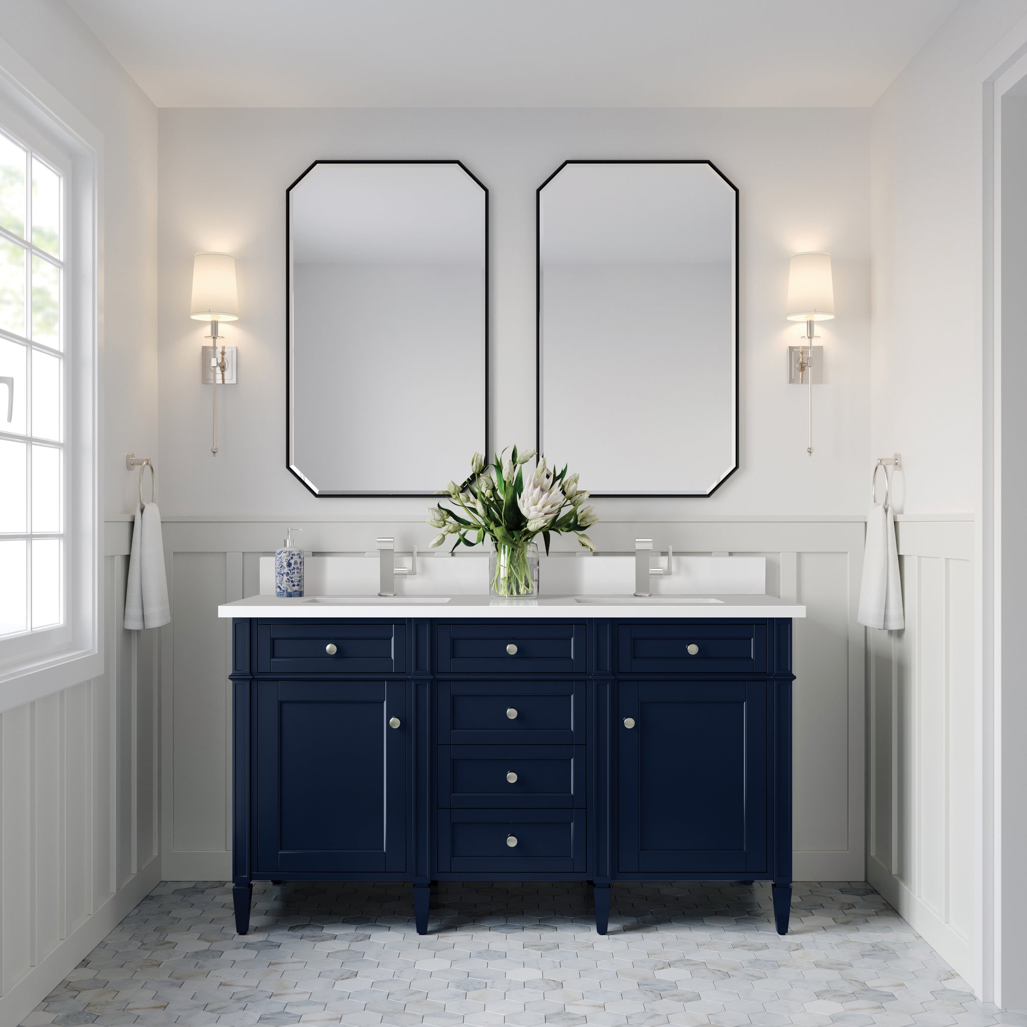 James Martin Brittany 60" Double Bathroom Vanity, Victory Blue, view 22