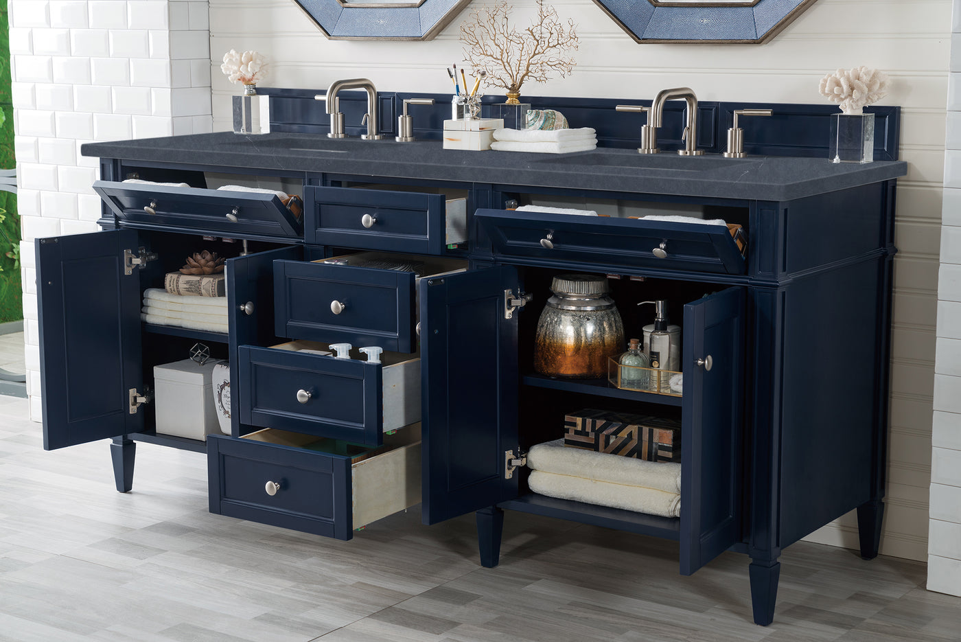 James Martin Brittany 72" Double Bathroom Vanity, Victory Blue, view 28