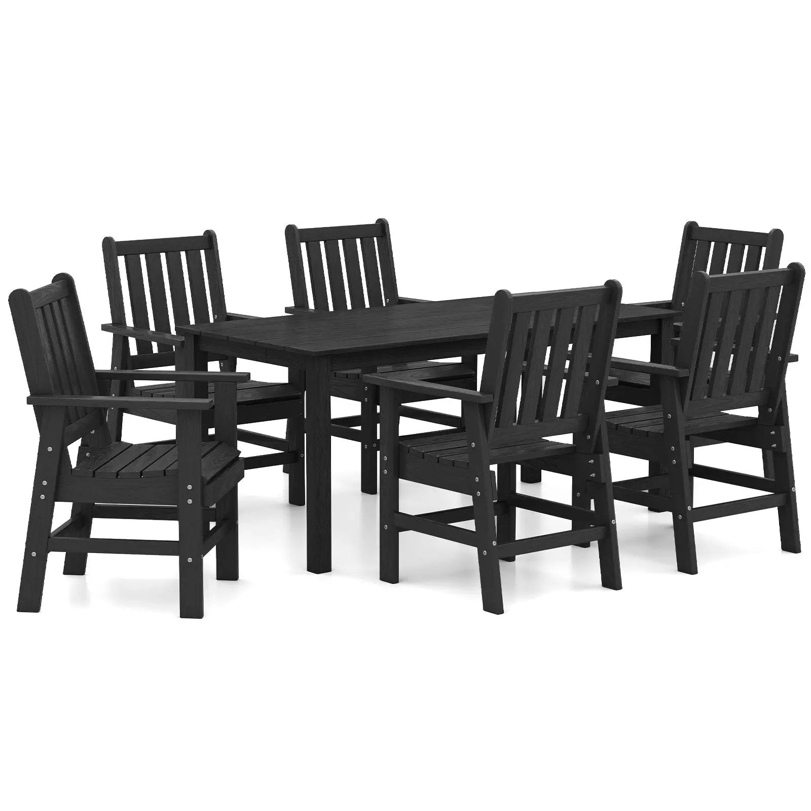 7 Pieces Patio Dining Set Outdoor HDPE Weather Resistant Table and Chairs Set by DirectDeals