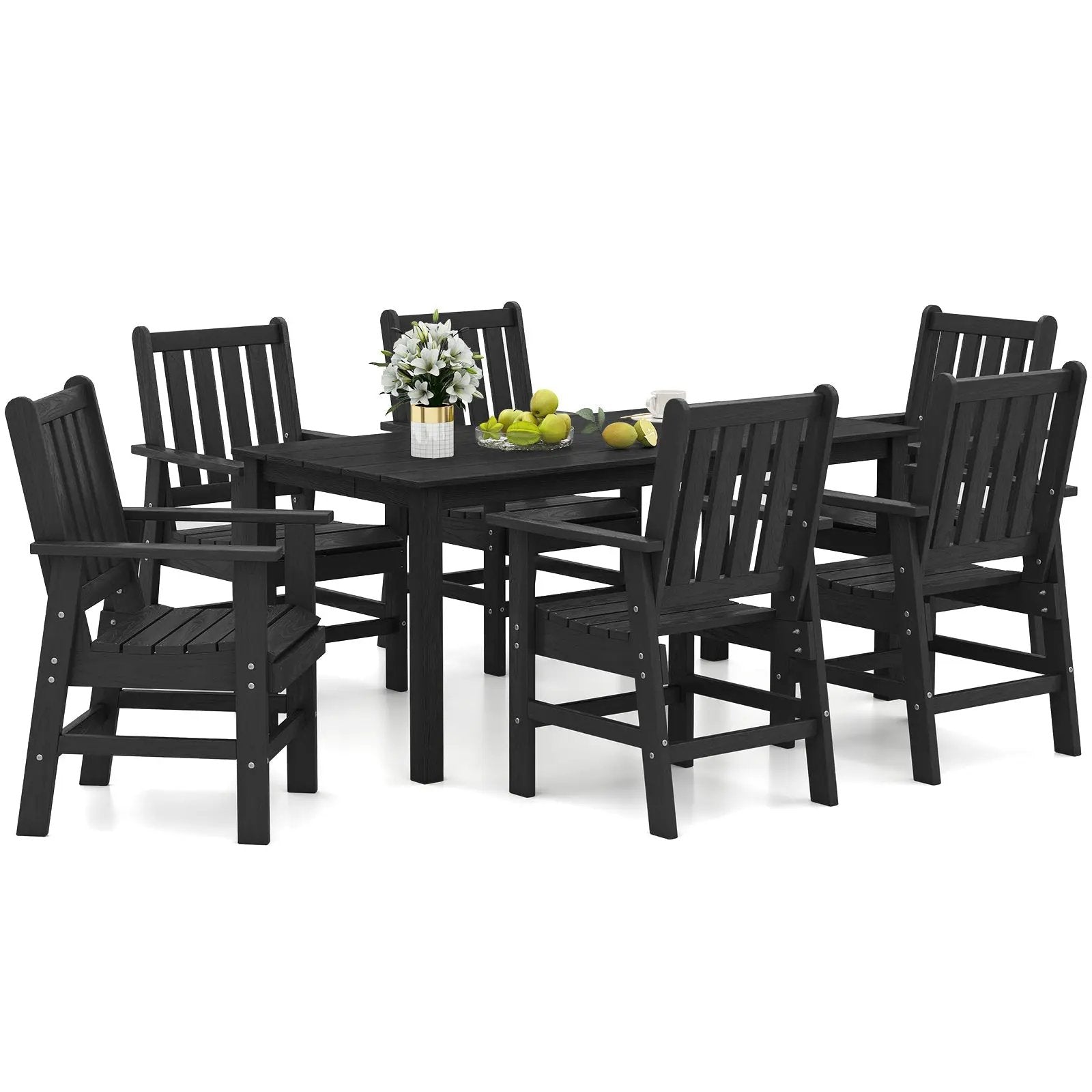 7 Pieces Patio Dining Set Outdoor HDPE Weather Resistant Table and Chairs Set by DirectDeals
