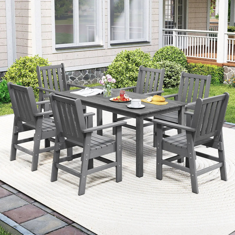 7 Pieces Patio Dining Set Outdoor HDPE Weather Resistant Table and Chairs Set by DirectDeals