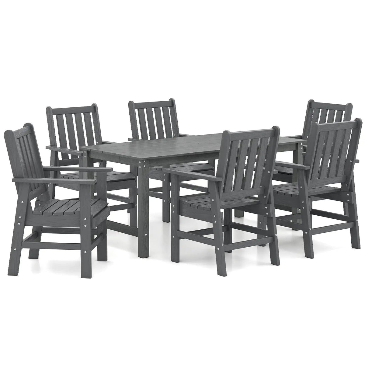 7 Pieces Patio Dining Set Outdoor HDPE Weather Resistant Table and Chairs Set, photo 6 of 16