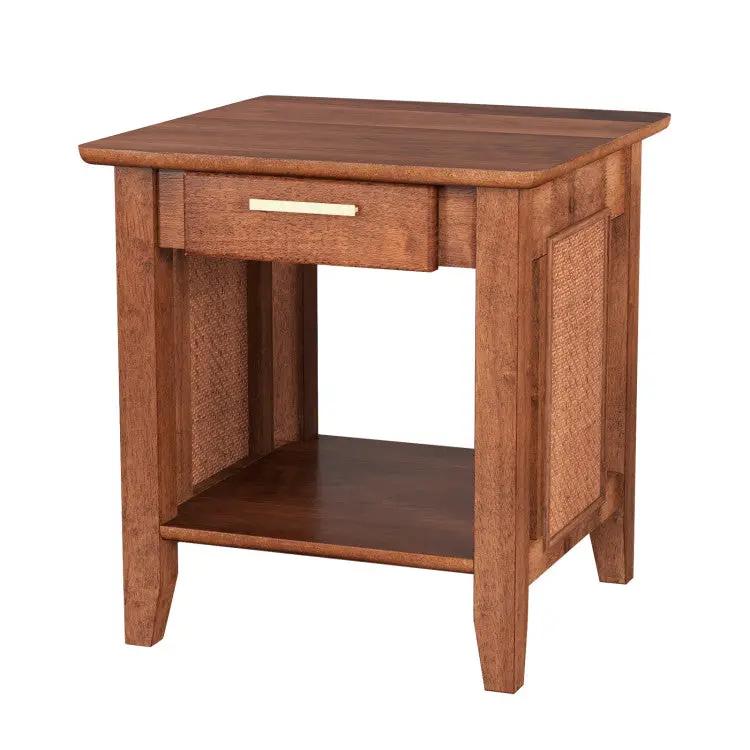 3-Piece Bedroom Bundle: Twin Size Wood Bed Frame + Dining Bench 2/3 Person Entryway Shoe Bench + Rattan Nightstand End Table by DirectDeals