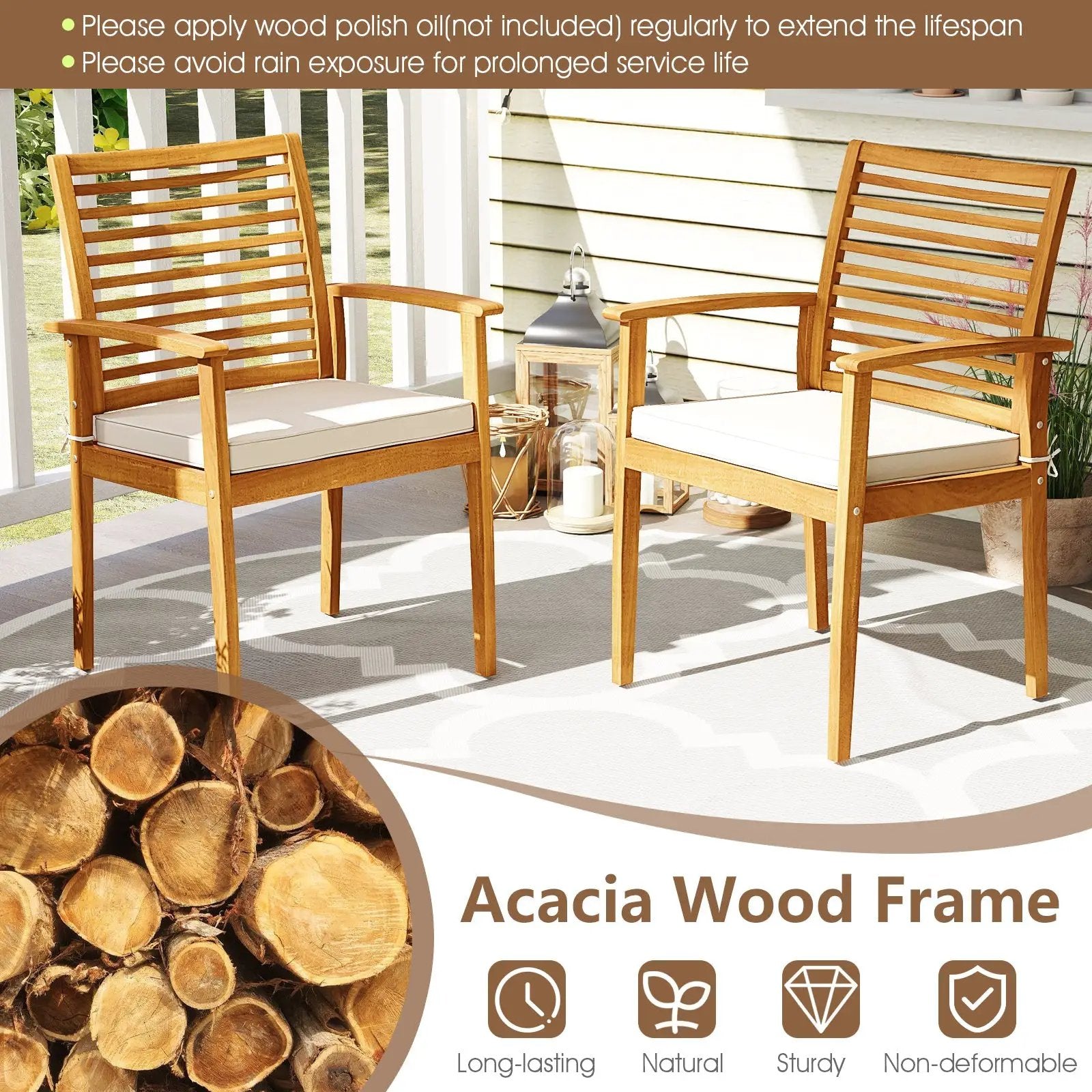 Acacia Wood 7-Piece Patio Dining Set with Umbrella Hole by DirectDeals