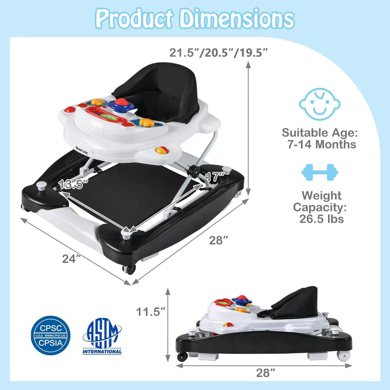 6 in 1 Foldable Baby Walker with Adjustable Height by DirectDeals
