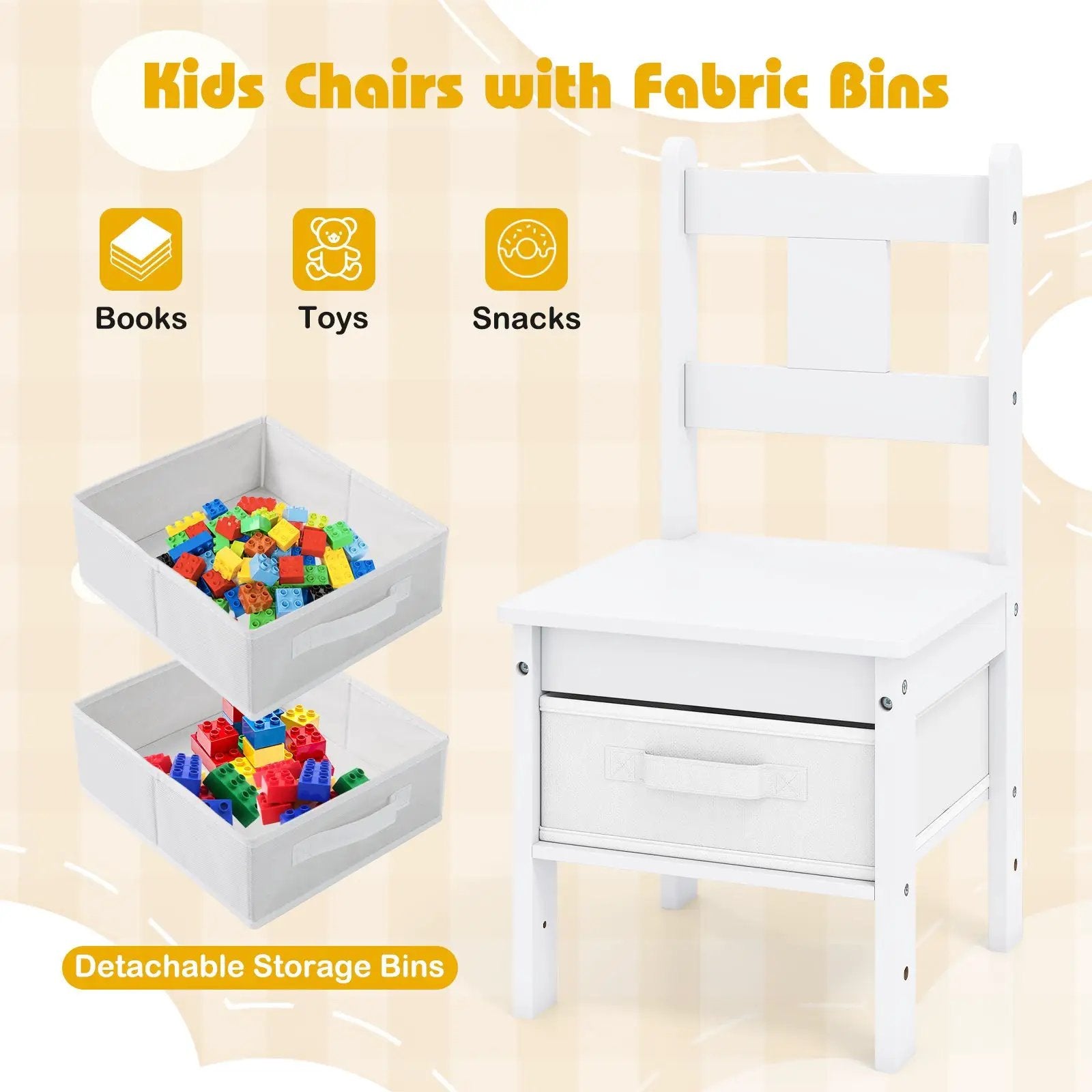 Kids Table and Chairs Set 3 Pieces Wooden Children Furniture with Cat House-White by DirectDeals