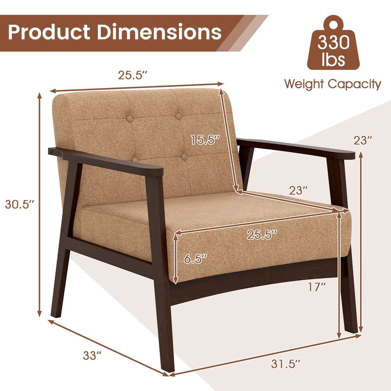 Rubber Wood Frame Accent Chair with Armrest for Living Room by DirectDeals