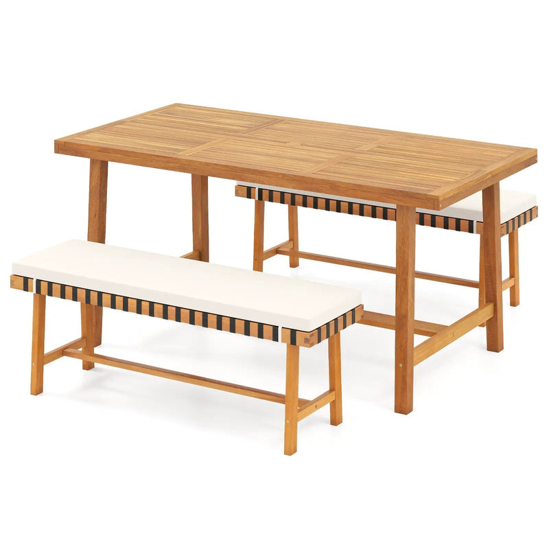 3-Piece Patio Dining Set for 4 People Farmhouse Furniture by DirectDeals