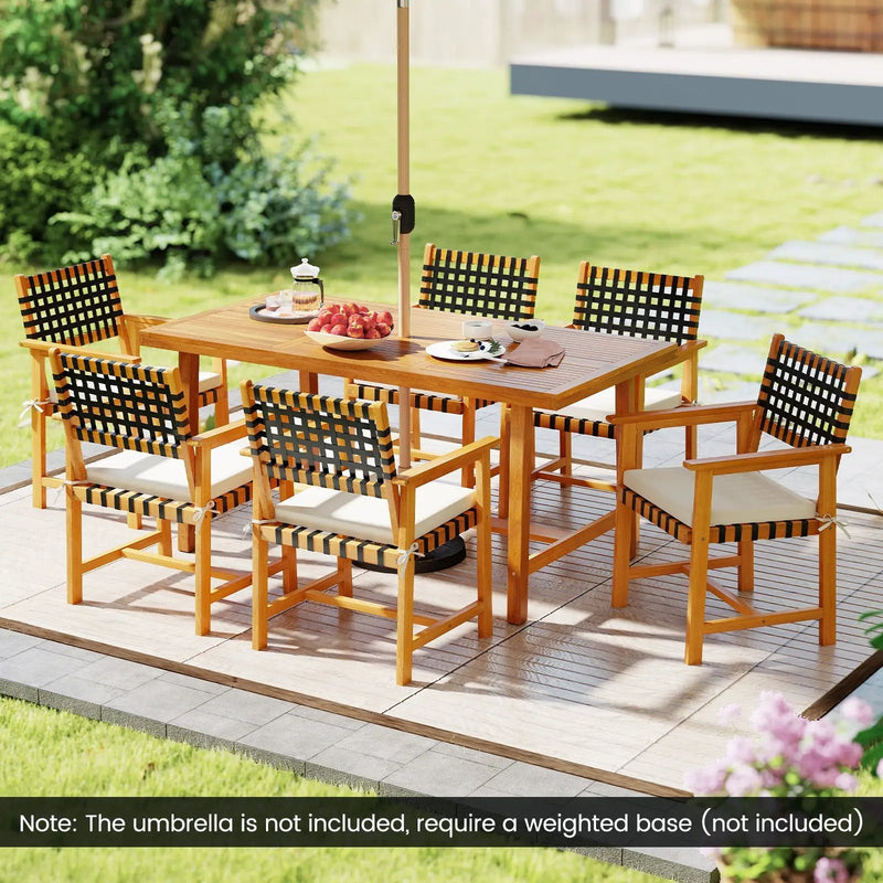 7-Piece Patio Dining Set for 6 People Farmhouse Furniture by DirectDeals