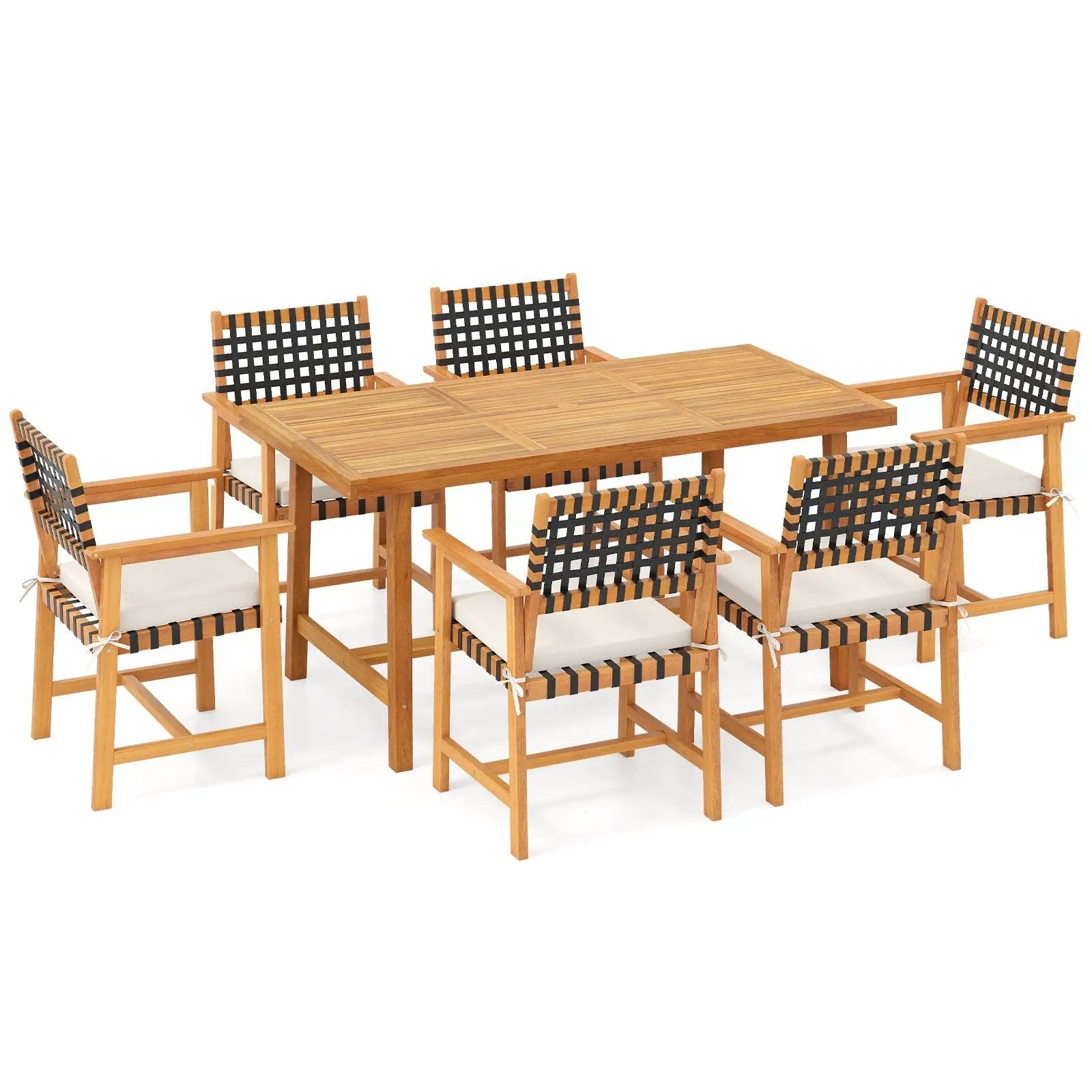 7-Piece Patio Dining Set for 6 People Farmhouse Furniture by DirectDeals