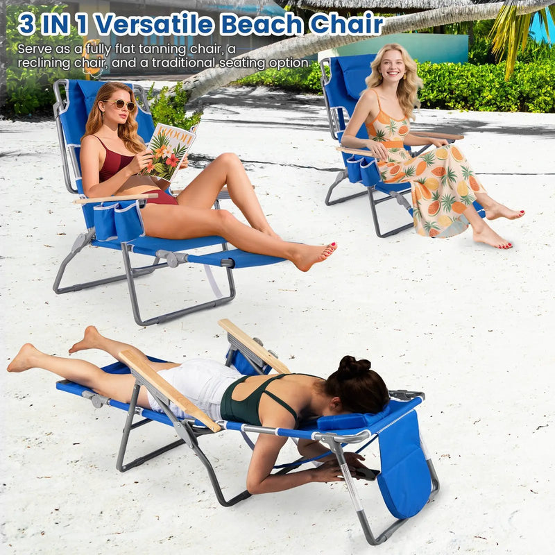 3-IN-1 Foldable Beach Chair with Footrest and Adjustable Backrest by DirectDeals