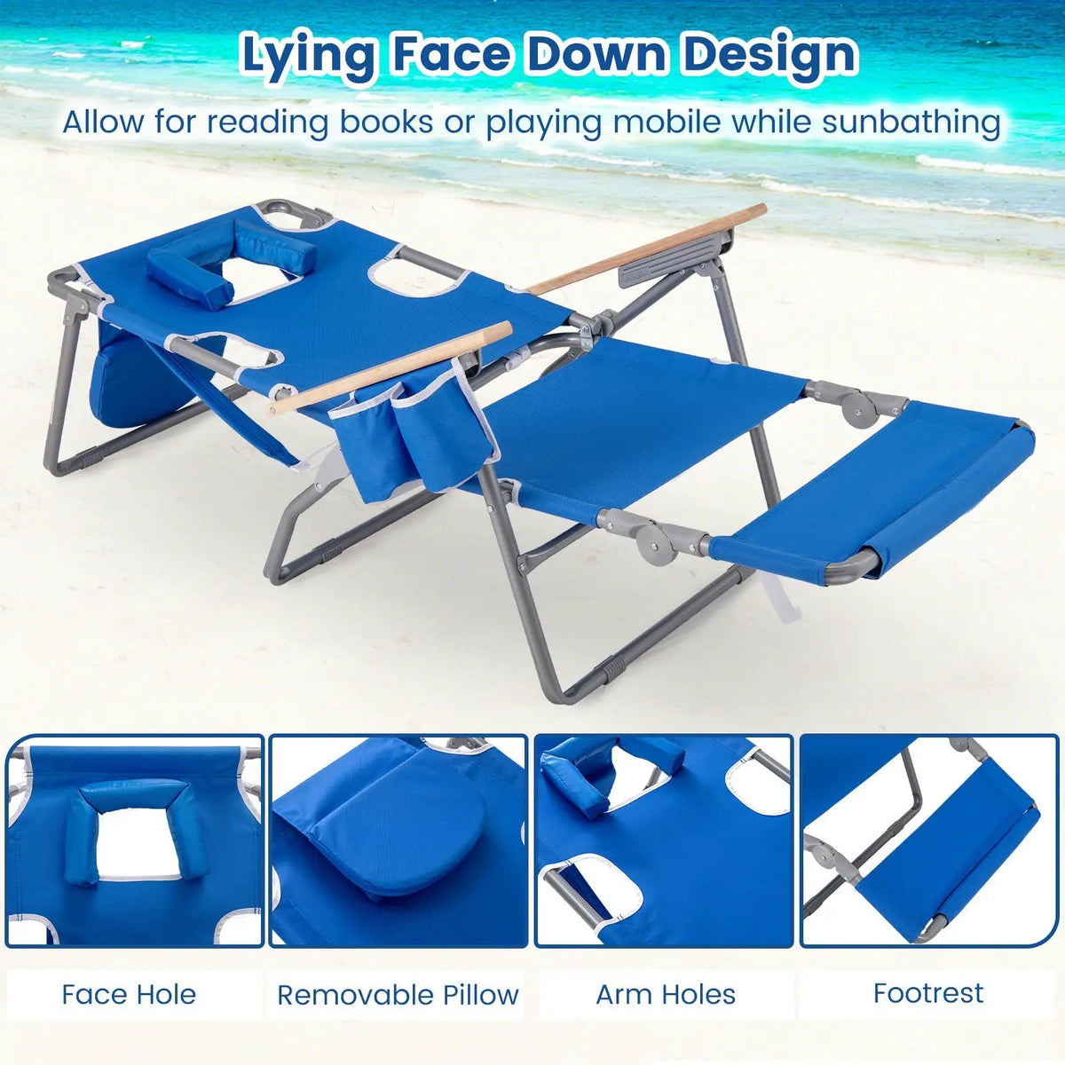 3-IN-1 Foldable Beach Chair with Footrest and Adjustable Backrest, photo 20 of 24