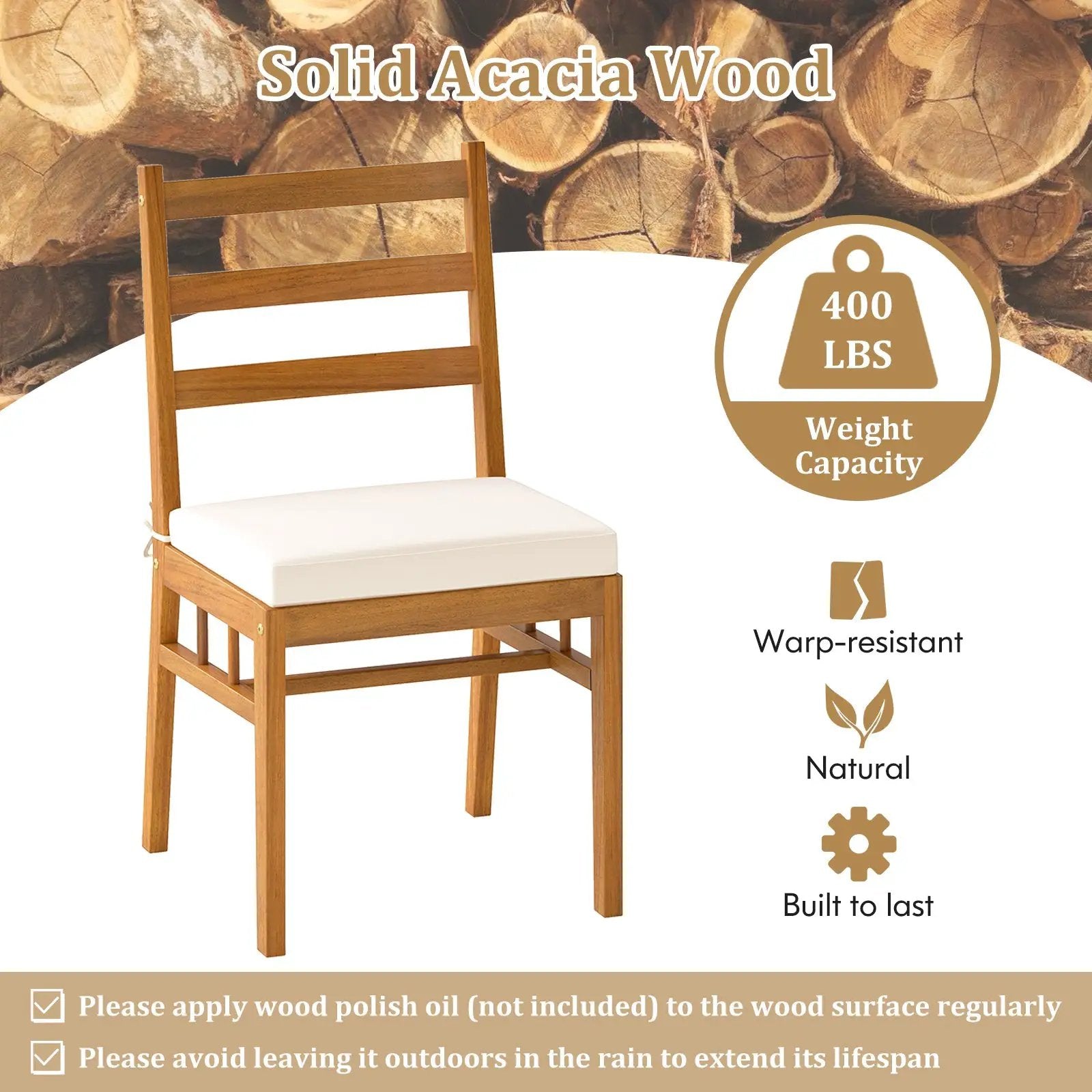 7 Pieces Patio Acacia Wood Dining Set Outdoor Rectangular Table and Chairs Set by DirectDeals