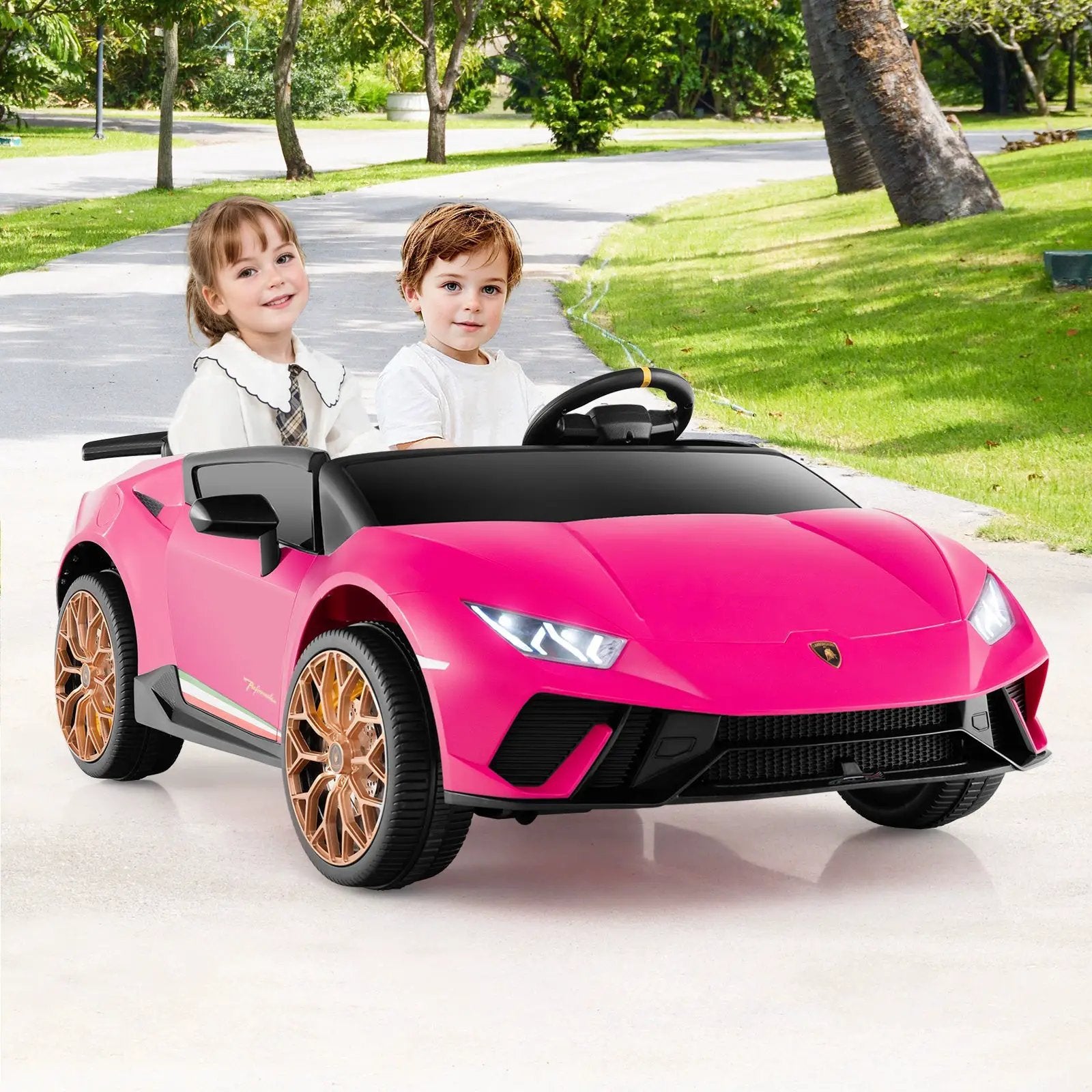 24V Ride-on Car for Kids 4WD 2-Seater Licensed Lamborghini Electric Vehicles with Music by DirectDeals