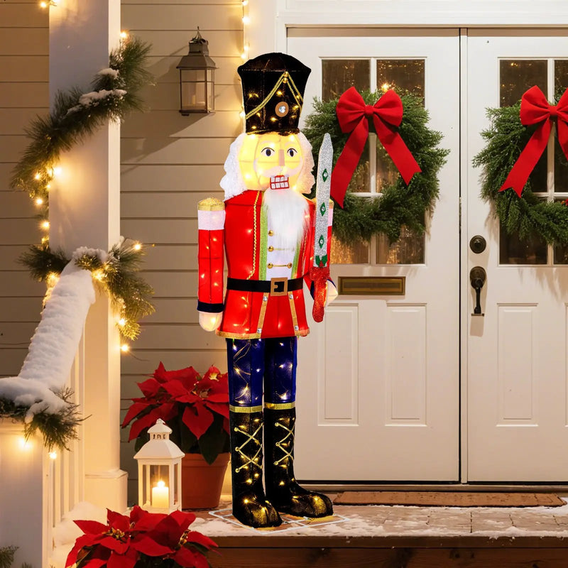 Set of 2 5 FT Christmas Nutcracker Outdoor Christmas Decoration with Glitter Sword by DirectDeals