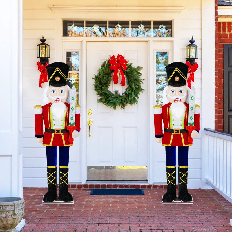 Set of 2 5 FT Christmas Nutcracker Outdoor Christmas Decoration with Glitter Sword by DirectDeals