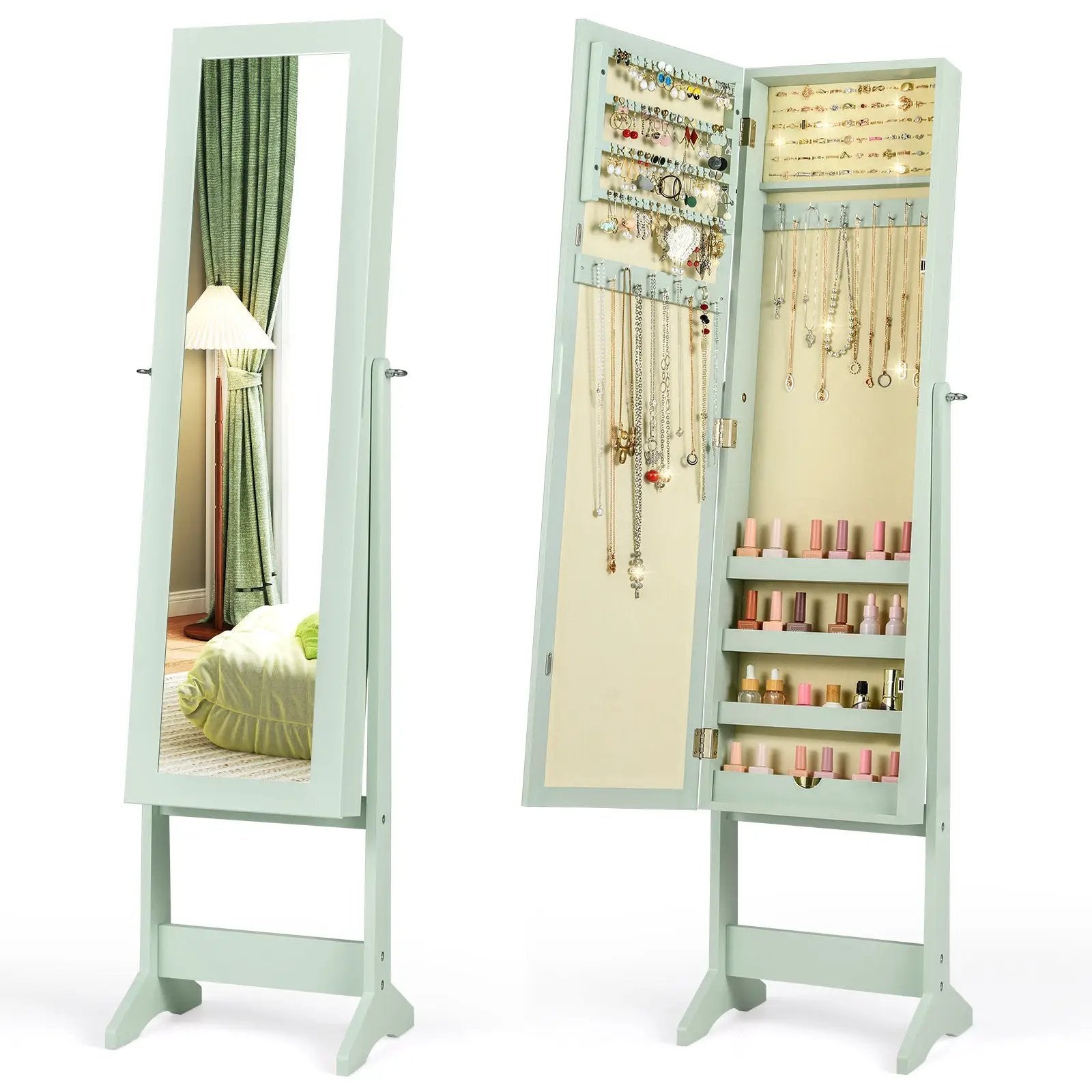 Mirrored Standing Jewelry Cabinet Storage Box by DirectDeals