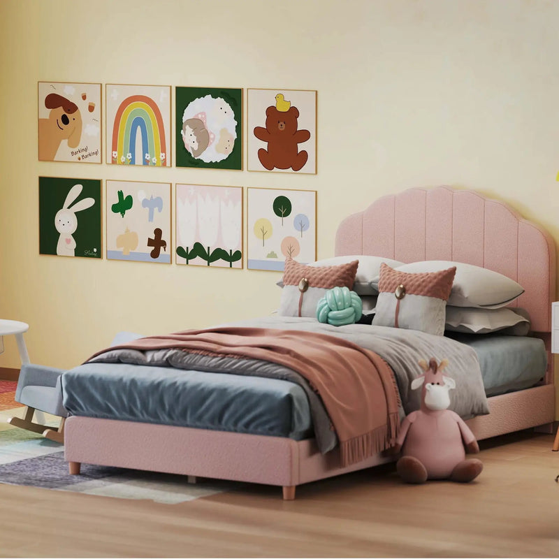 Children’s Room Furniture Bundle: Twin Pink Bed Blue & Pink Rocking Chairs Storage End Table by DirectDeals