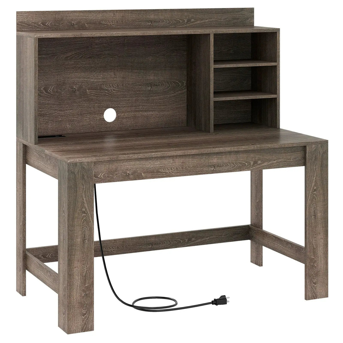 Modern Computer Desk with Hutch and Storage Shelves, photo 9 of 10