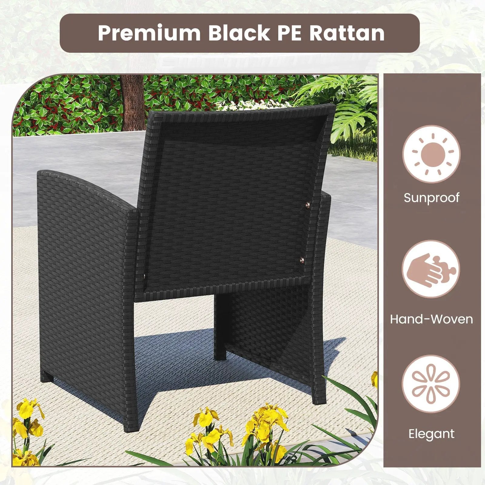 4 Pieces Patio Furniture Set with Tempered Glass Tabletop and Removable Cushion by DirectDeals