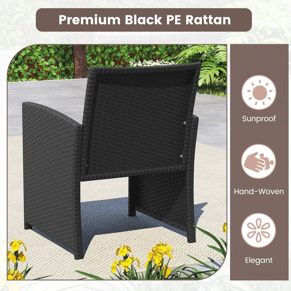 4 Pieces Patio Furniture Set with Tempered Glass Tabletop and Removable Cushion, photo 35 of 40