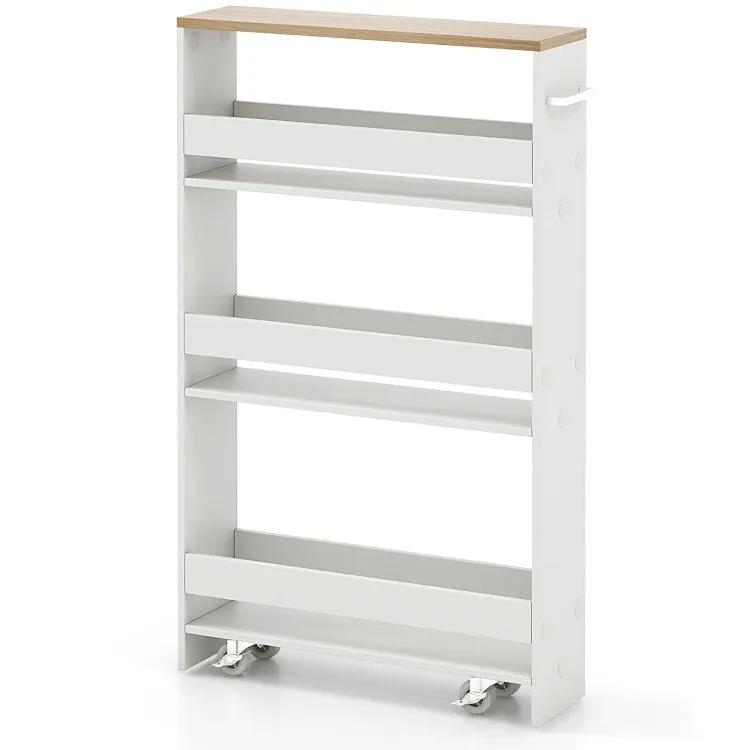 3-Piece Kitchen Furniture Set: Kitchen Island + 2 Bar Stools + Narrow Storage Cart by DirectDeals