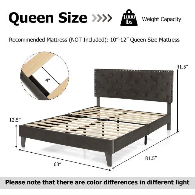 Modern 3-Piece Bedroom Furniture Set with Upholstered Queen Bed 2 Rattan Nightstands and 3-Globe Floor Lamp by DirectDeals