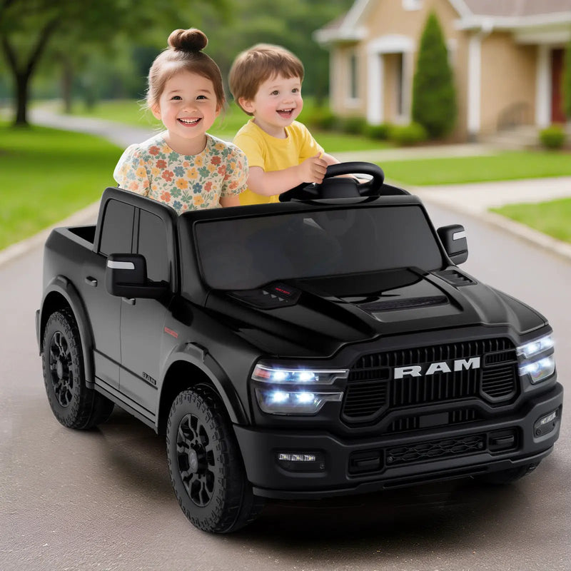 2 Seater 24V Ride on Toy for Big Kids Licensed Ram Truck with Remote and Music by DirectDeals