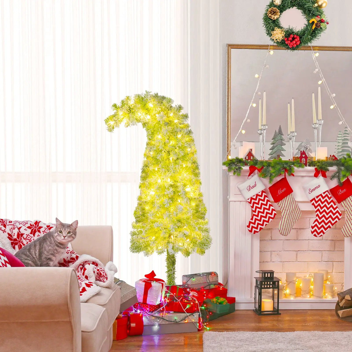 5/6/7 FT Whimsical Christmas Tree with Bendable Top and 216/290/366 Branch, photo 15 of 24