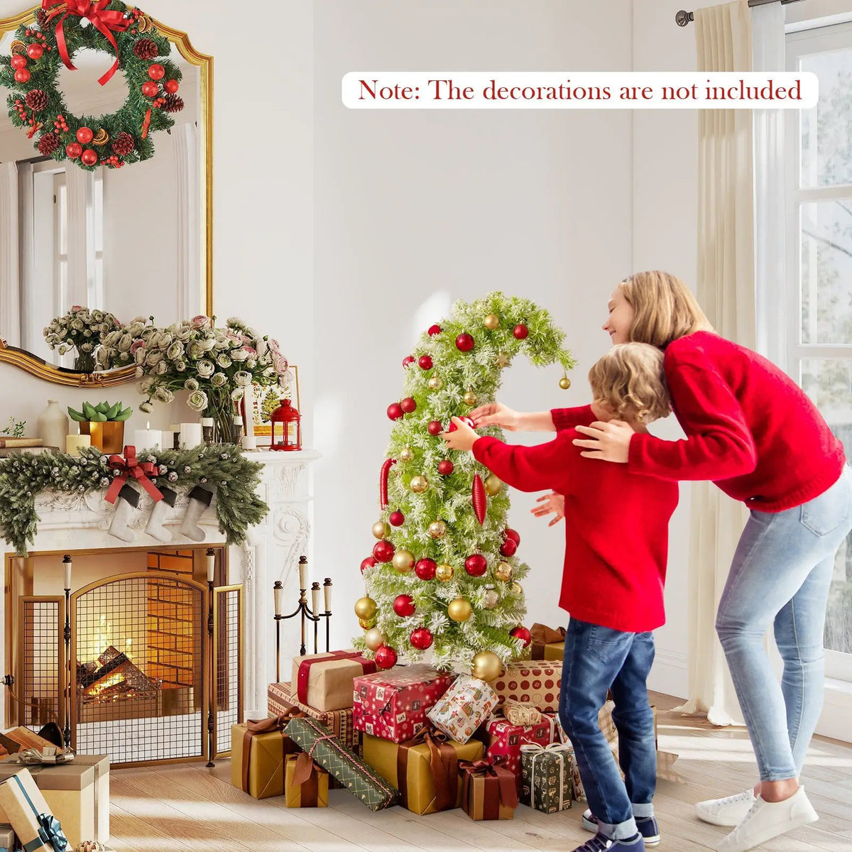 5/6/7 FT Whimsical Christmas Tree with Bendable Top and 216/290/366 Branch, photo 9 of 24